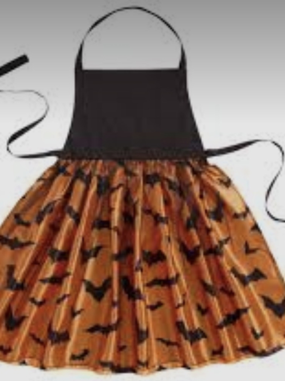 Black and Orange Satin and Tulle Bats Halloween Apron